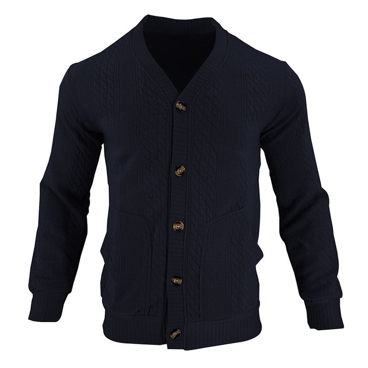 Herren Strickjacke mit hochwertigem Strukturmuster und modernen Knöpfen Drune