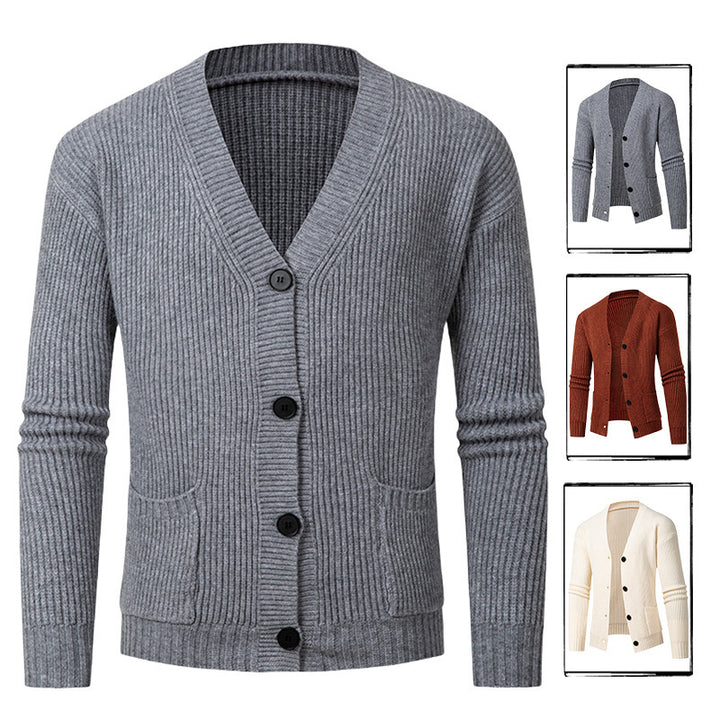 Damen gestreifte Strickjacke mit modischem Schnitt und praktischen Taschen Drune