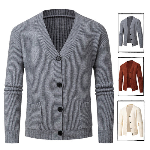 Damen gestreifte Strickjacke mit modischem Schnitt und praktischen Taschen Drune