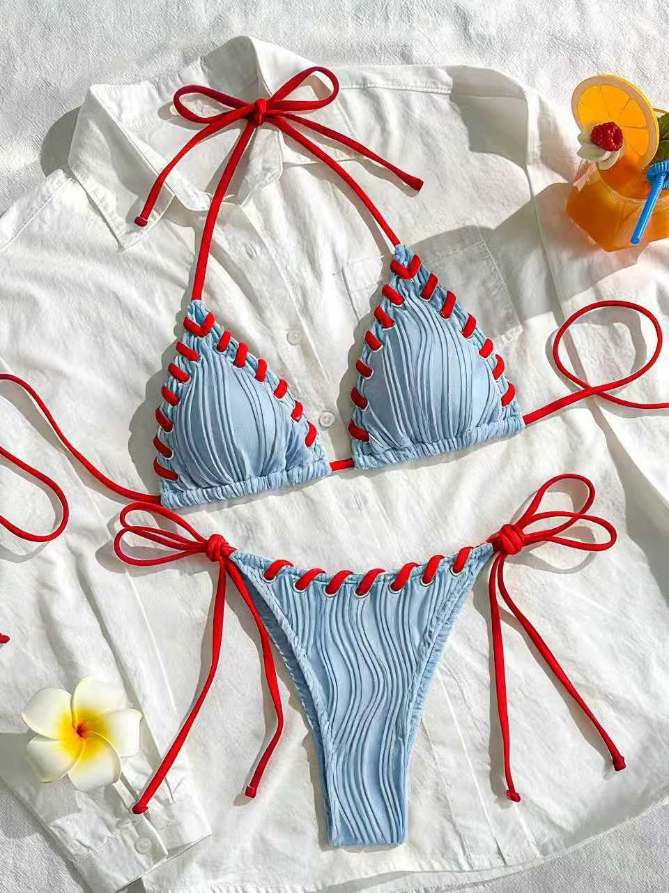 Damen Bikini-Set mit elegantem Rüschendesign und verstellbaren Trägern Drune