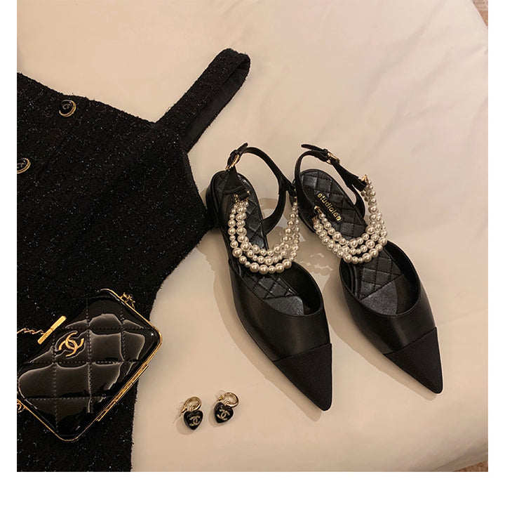 Damen Sling-Pumps mit eleganter Perlenapplikation und spitz zulaufender Form Drune
