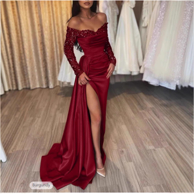 Damen Elegantes Abendkleid mit schimmerndem Oberteil und tailliertem Schnitt Drune