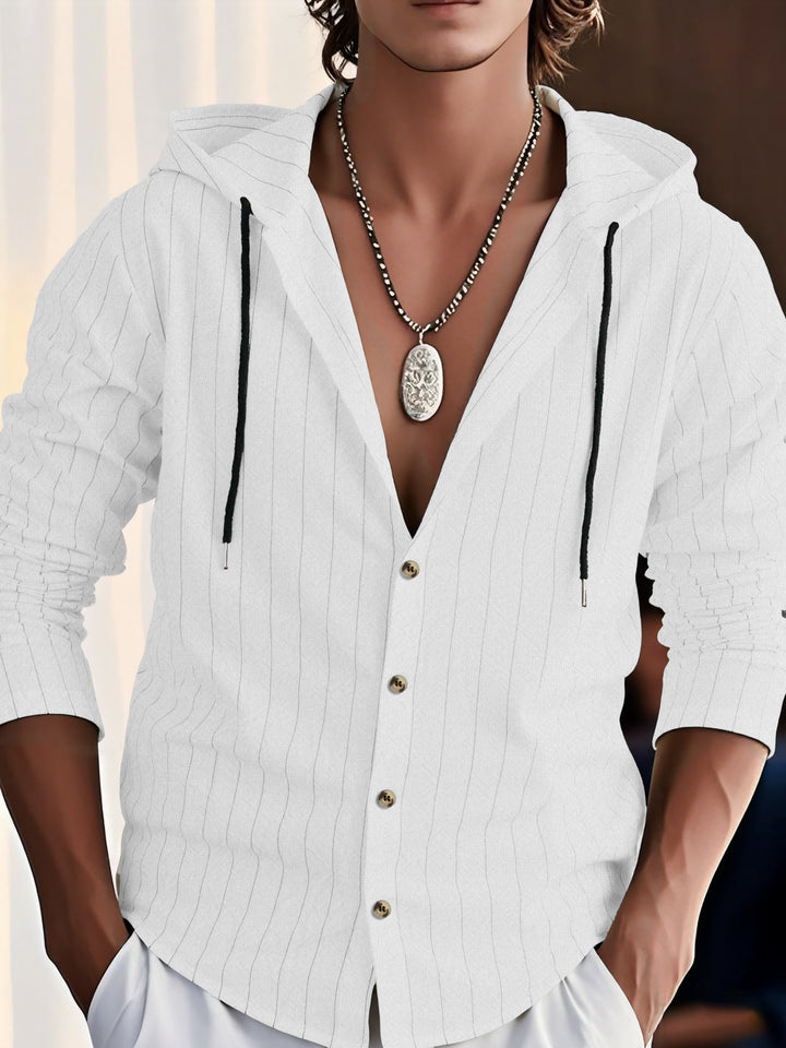 Herren lässige Freizeitjacke mit Kapuze und Knopfleiste Drune