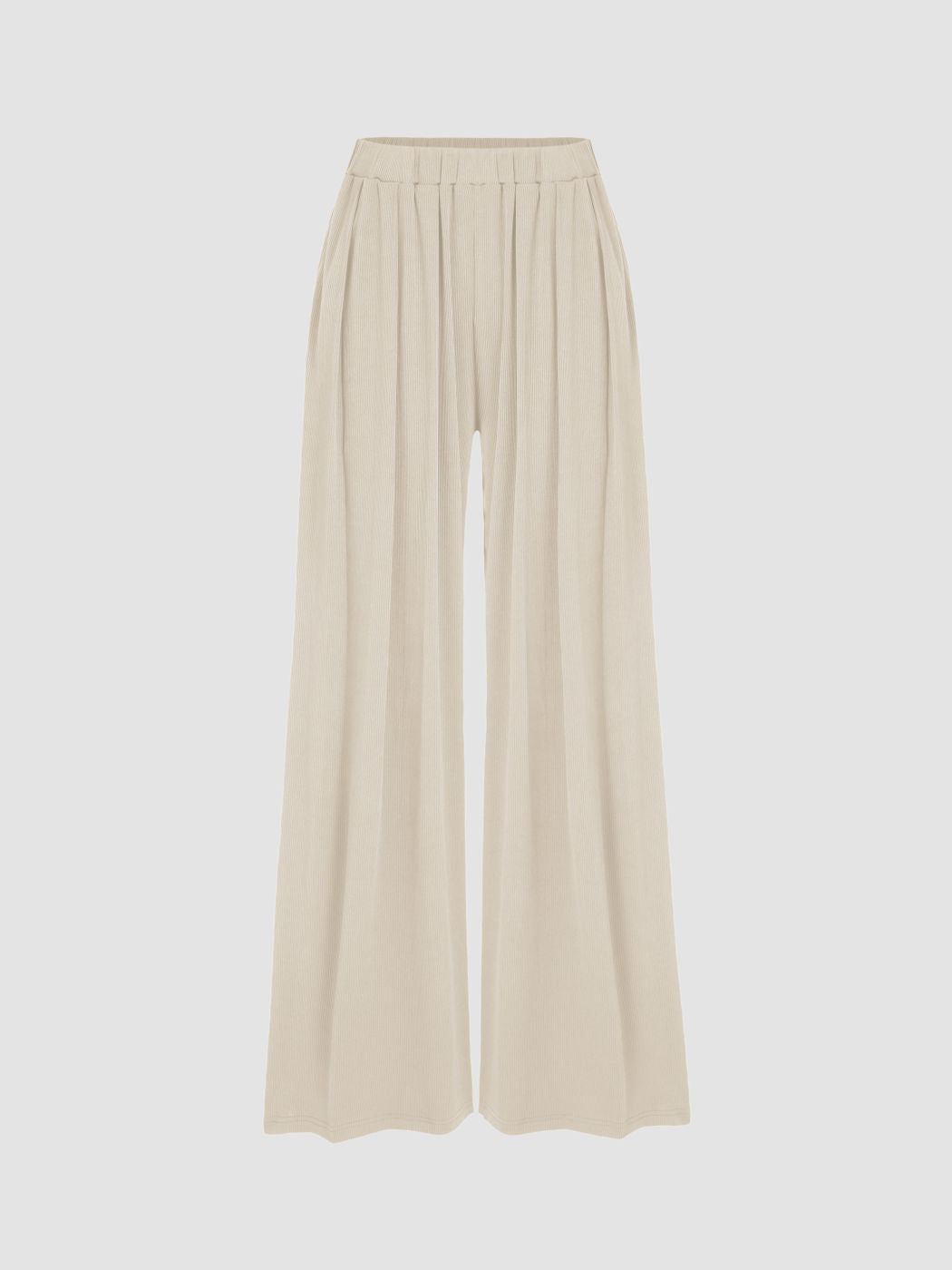 Damen weite Palazzo-Hose mit eleganten Falten und elastischem Bund Drune