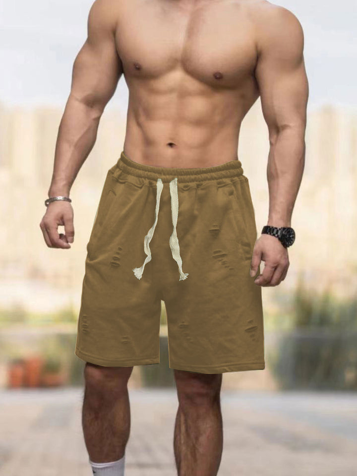 Herren nan lässige Sweatshorts mit elastischem Tunnelzugbund Eingrifftaschen und Used-Optik Drune