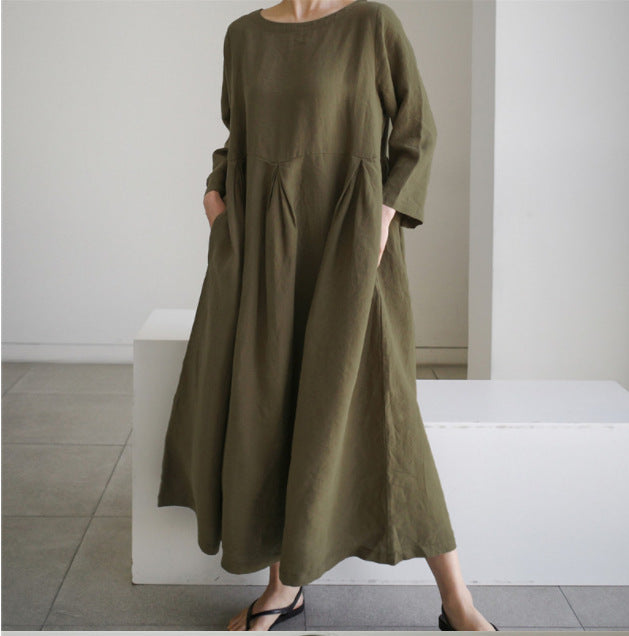 Damen lässiges Sommerkleid im A-Linien Schnitt mit 3/4 Ärmeln Drune