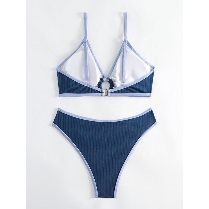 Damen Bikini-Set mit modischem Rippengemuster und verstellbaren Trägern Drune
