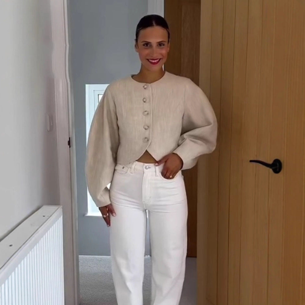 Damen Modische Jacke mit voluminösen Ärmeln Drune