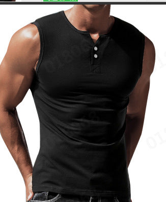 Herren ärmelloses Shirt mit Knopfleiste Drune