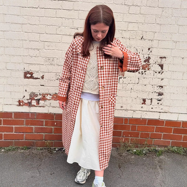 Damen Karomuster Trenchcoat Drune