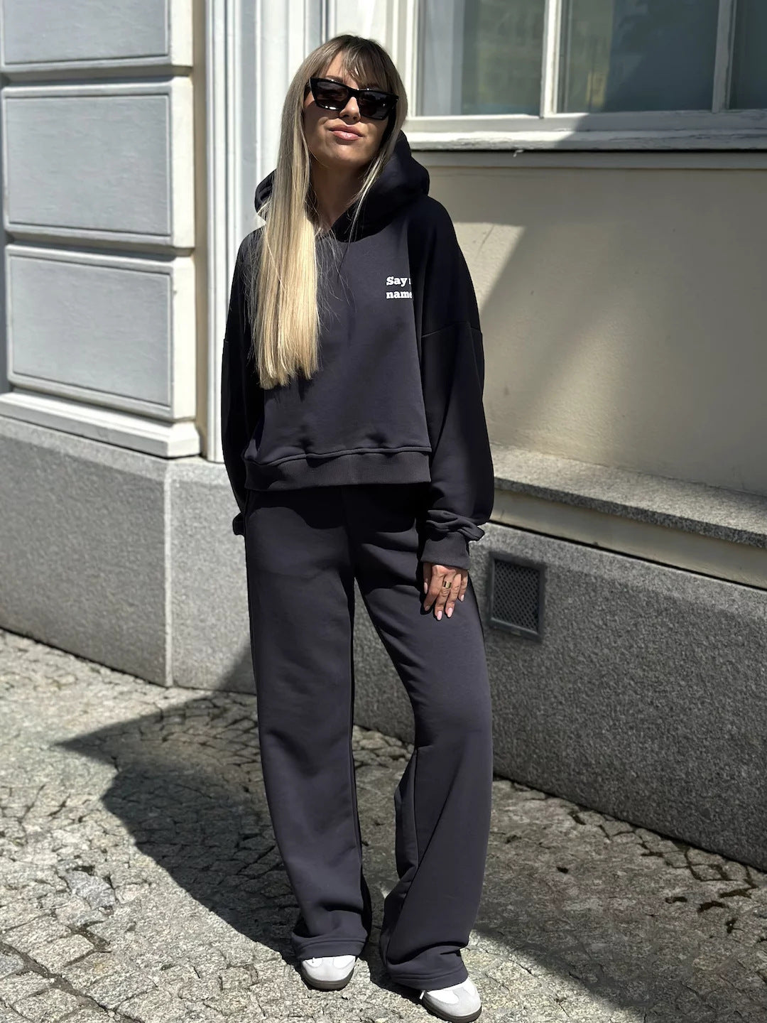 Damen lässiger Hoodie und weit geschnittene Jogginghose Drune