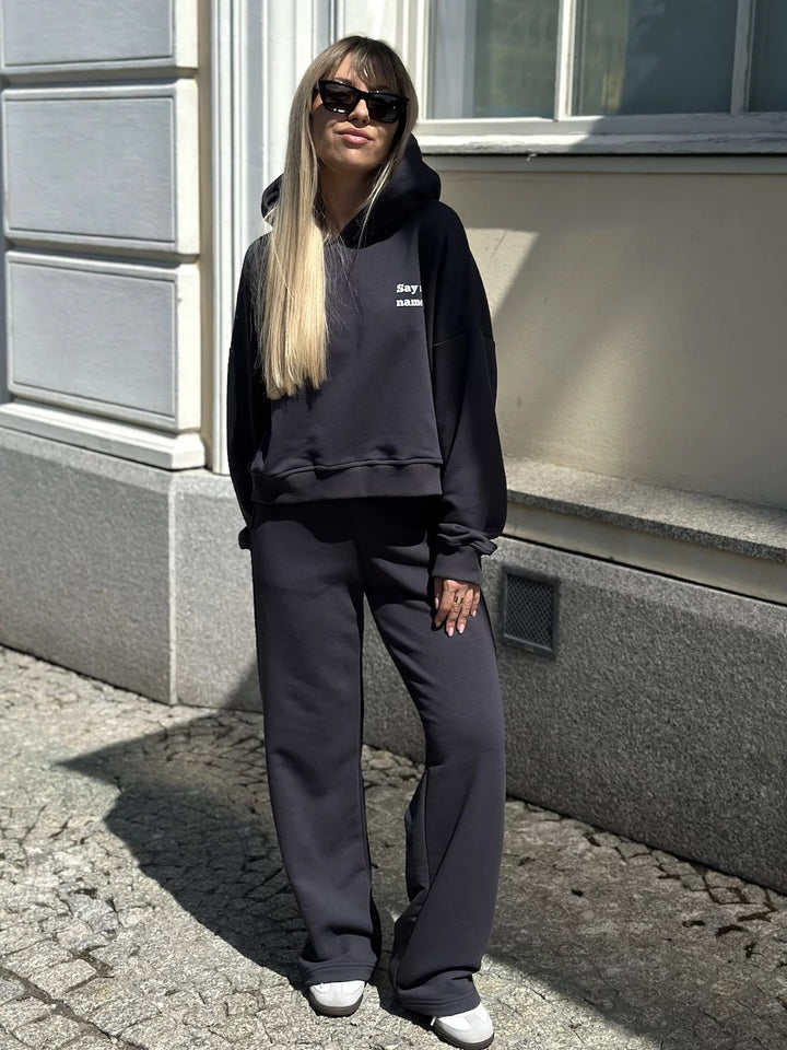 Damen lässiger Hoodie und weit geschnittene Jogginghose Drune