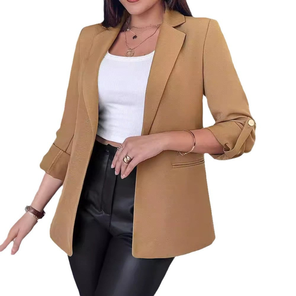 Damen Modischer Blazer mit aufrollbaren Ärmeln und feinem Schnitt Drune