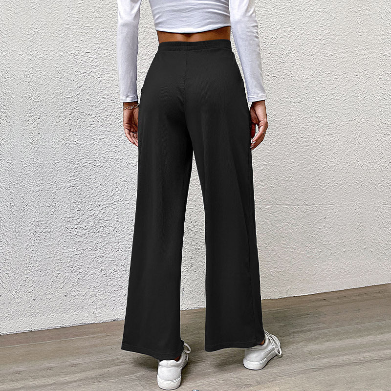 Damen elegante Palazzo-Hose mit hohem Bund und feinen Falten Drune