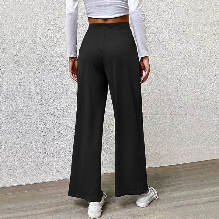 Damen elegante Palazzo-Hose mit hohem Bund und feinen Falten Drune