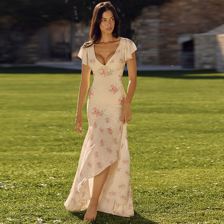 Damen Maxikleid mit floralem Design und raffinierten Cut-Outs Drune