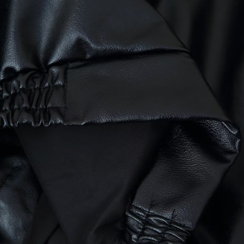 Damen Kunstlederjacke mit modischem Stehkragen und praktischen Taschen Drune