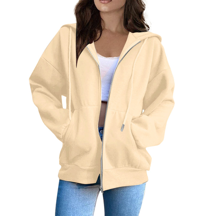Damen Oversized Kapuzenjacke mit durchgehendem Reißverschluss und praktischen Taschen Drune
