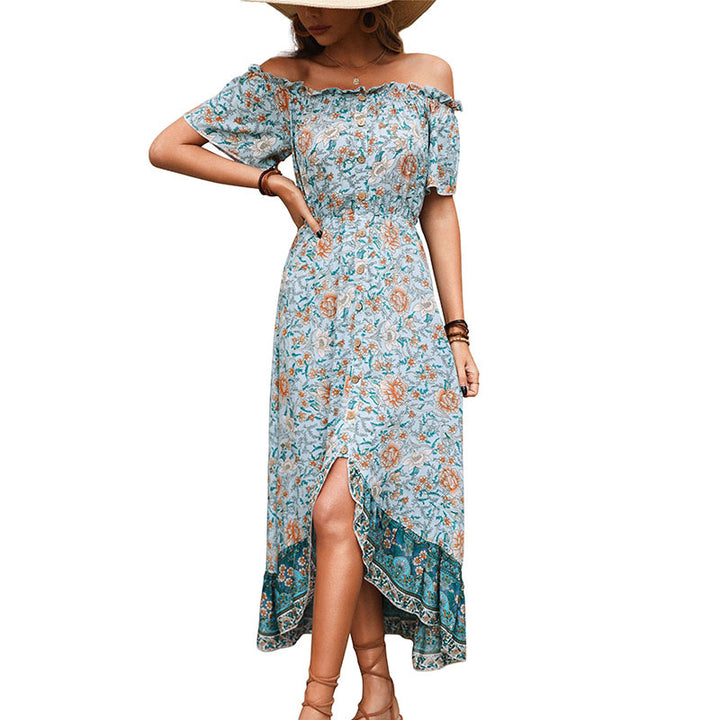 Damen Maxikleid mit off-Shoulder-Ausschnitt und floralem Muster Drune