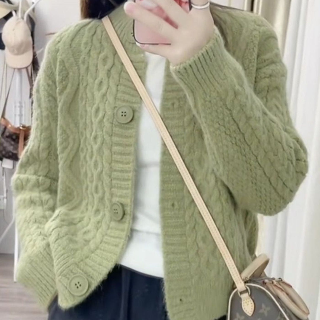 Damen Kuschelige Strickjacke mit Zopfmuster Drune 1772285547