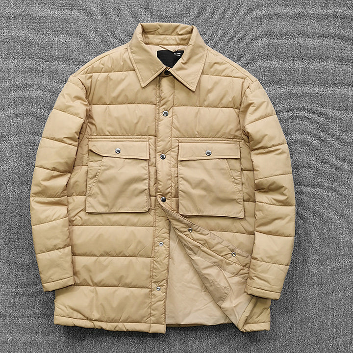 Herren gesteppte Overshirt-Jacke mit praktischen Klappentaschen und robustem Kragen Drune