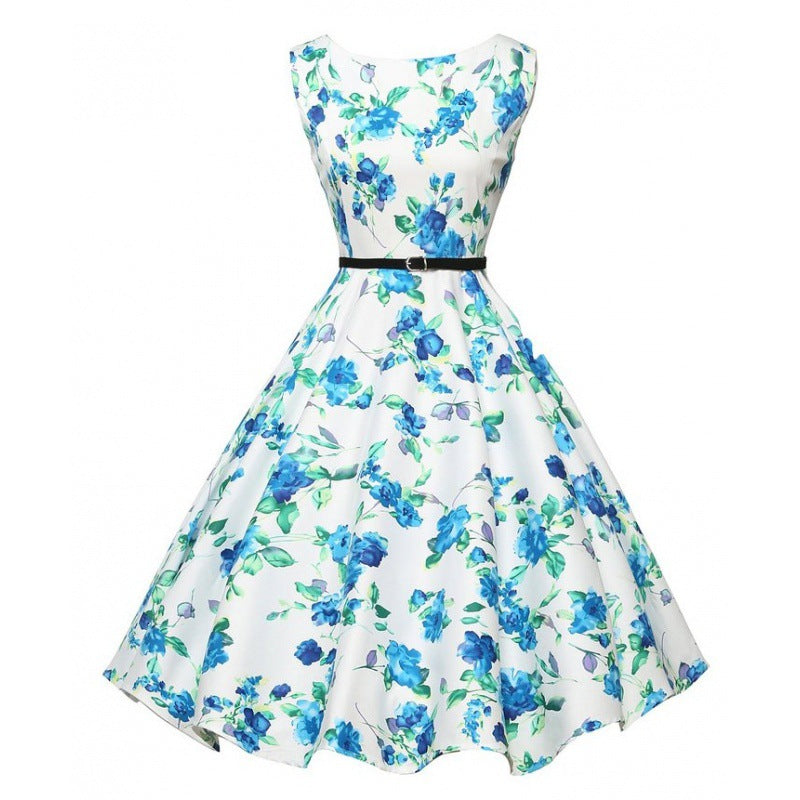 Damen Midi-Kleid mit floralem Dekor und tailliertem Schnitt Drune