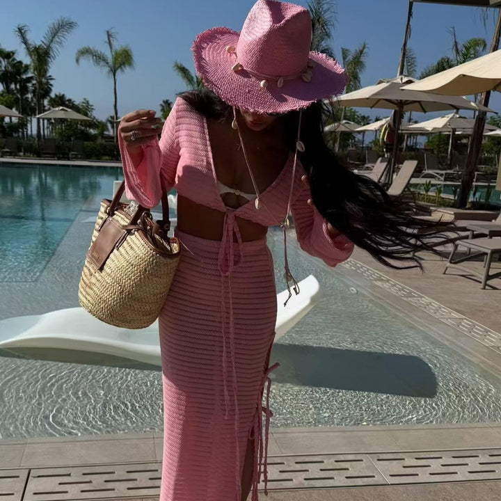 Damen bezauberndes strandtaugliches Outfit mit Cropped Top und Maxiröcke Drune