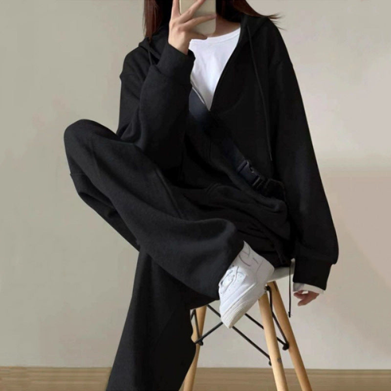 Damen Urbanes Lounge-Set mit Kapuzenpullover und weiten Jogginghosen Drune