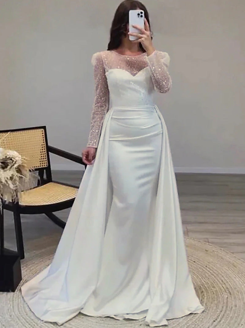Damen Elegantes Abendkleid mit glitzerndem Oberteil und fließendem Rock Drune