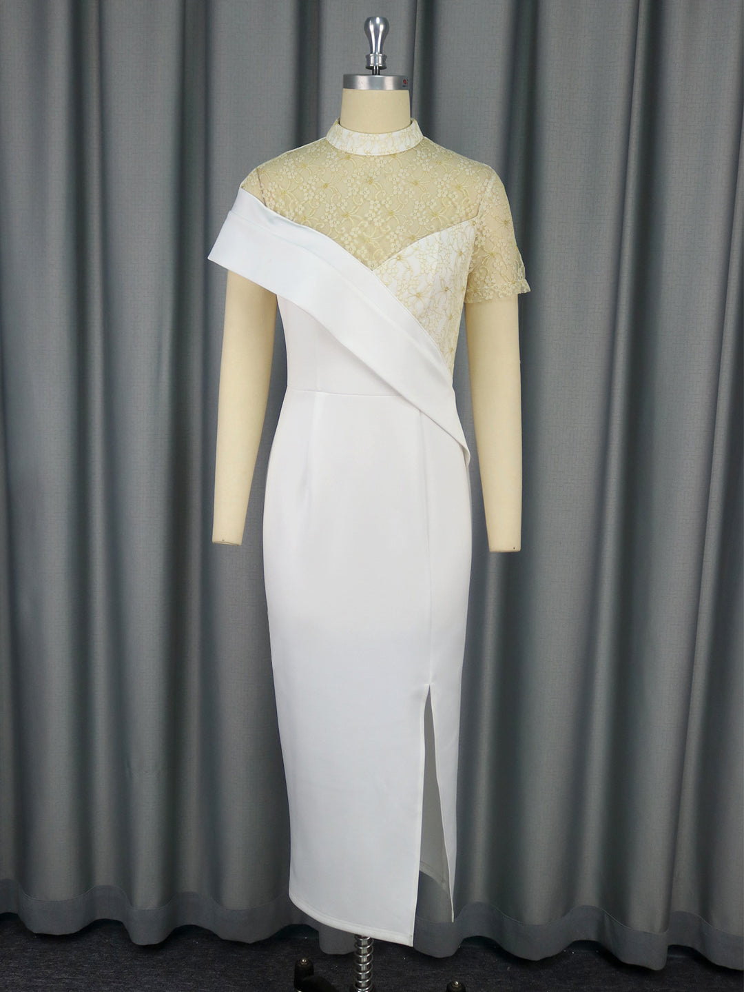 Damen Elegantes Abendkleid mit Spitzeneinsatz und asymmetrischem Schnitt Drune