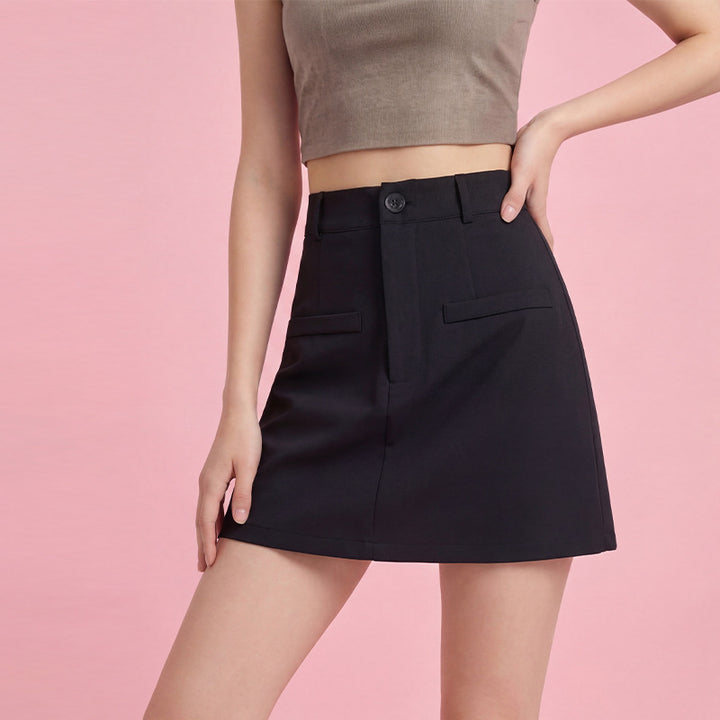 Damen Modischer Minirock mit eleganter Schnittführung und praktischen Taschen Drune
