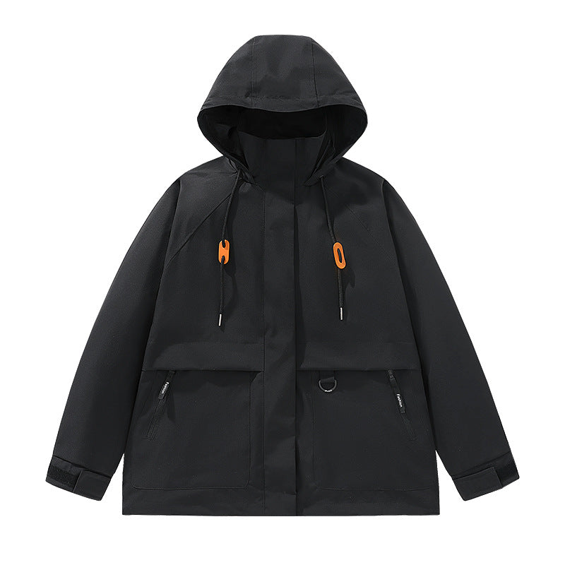 Herren funktionale Freizeitjacke mit verstellbarem Kapuzenkragen und großen Taschen Drune