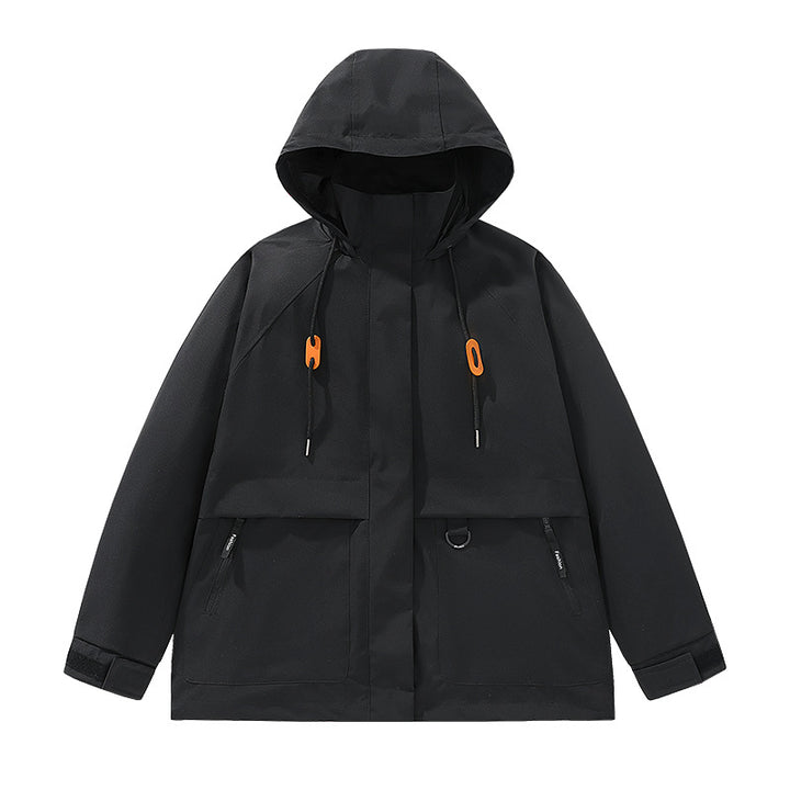 Herren funktionale Freizeitjacke mit verstellbarem Kapuzenkragen und großen Taschen Drune