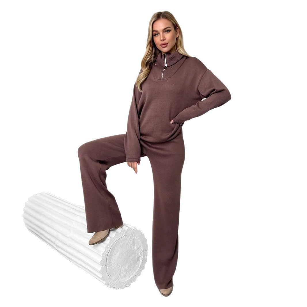 Damen gemütlicher Sportanzug aus weichem, atmungsaktivem Material mit stylischem Reißverschluss Drune