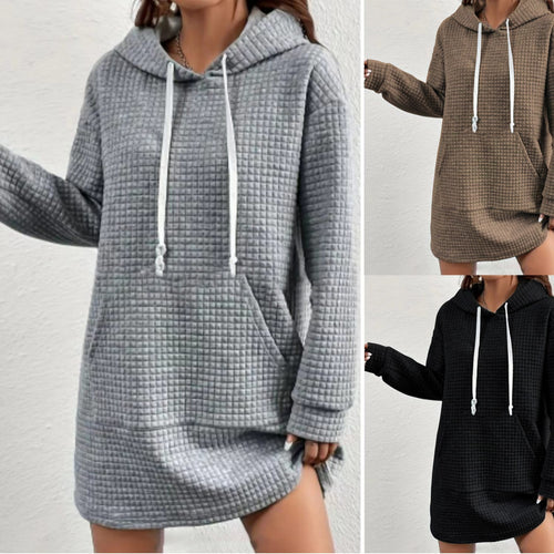 Damen Kapuzenkleid mit Übergröße und strukturierter Oberfläche Drune