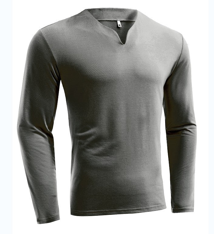 Herren nan Langarmshirt mit V-Ausschnitt Slim Fit Baumwollmix und elastischem Komfortbund Drune