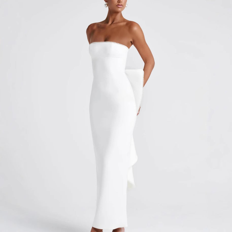 Damen Strapless Maxikleid mit raffinierter Silhouette und eleganten Details Drune