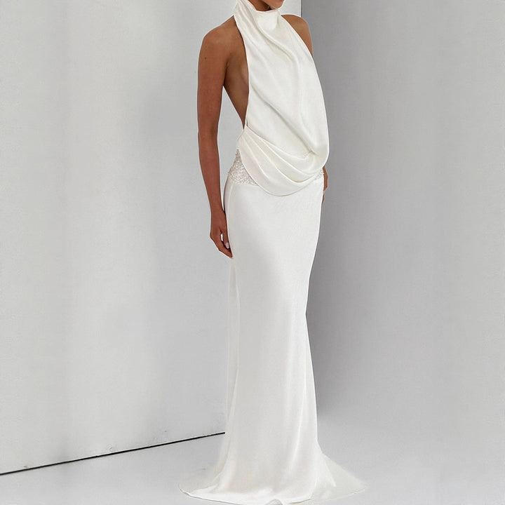 Damen Elegantes Hochzeitskleid mit schimmerndem Taillenband Drune