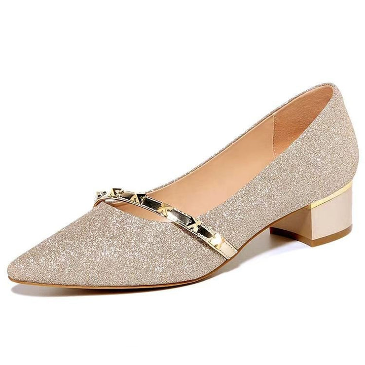 Damen Elegante Pumps mit Glitzer-Oberfläche und goldenen Akzenten Drune