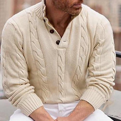 Herren Strickpullover mit modernem Zopfmuster und praktischem Hochauschnitt Drune