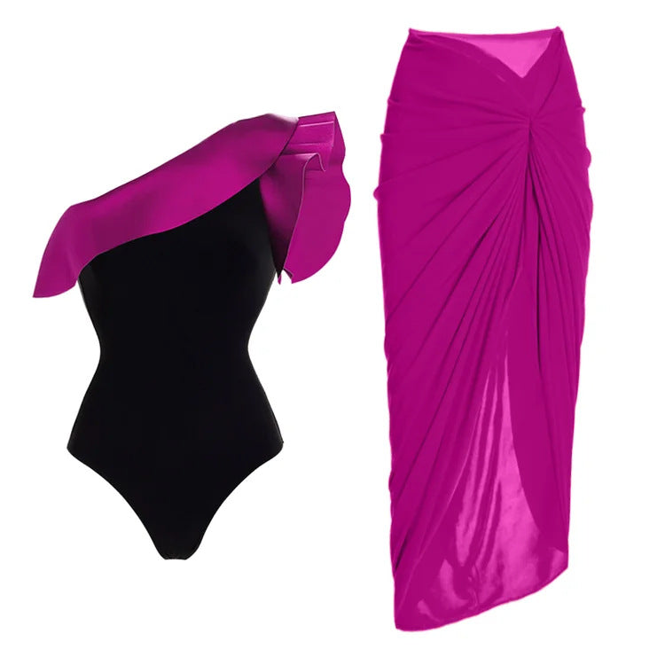 Damen Badeanzug mit asymmetrischem Rüsschendesign Drune