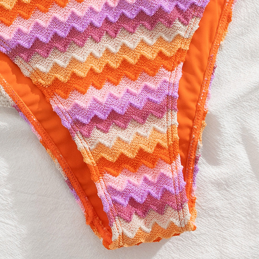 Damen Triangel-Bikini mit romantischem Wellenmuster Drune