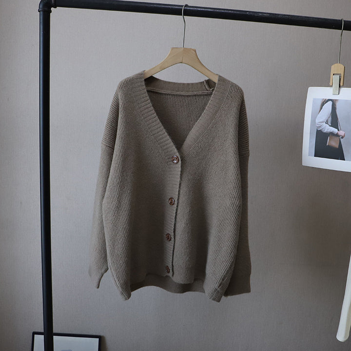 Drune | Cardigan - Damen Herbst Oversized Knopf-Cardigan mit Rippstrick