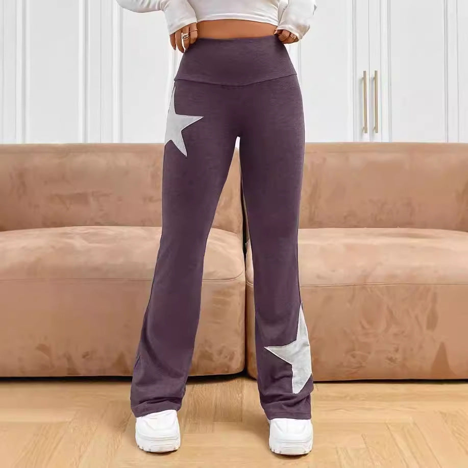 Damen legere Bootcut-Leggings mit Sternen-Motiv Drune