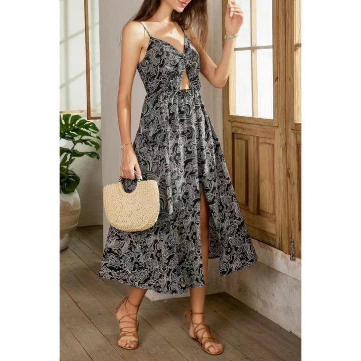 Damen Maxikleid mit verspieltem Cut-Out-Design und floralen Motiven Drune