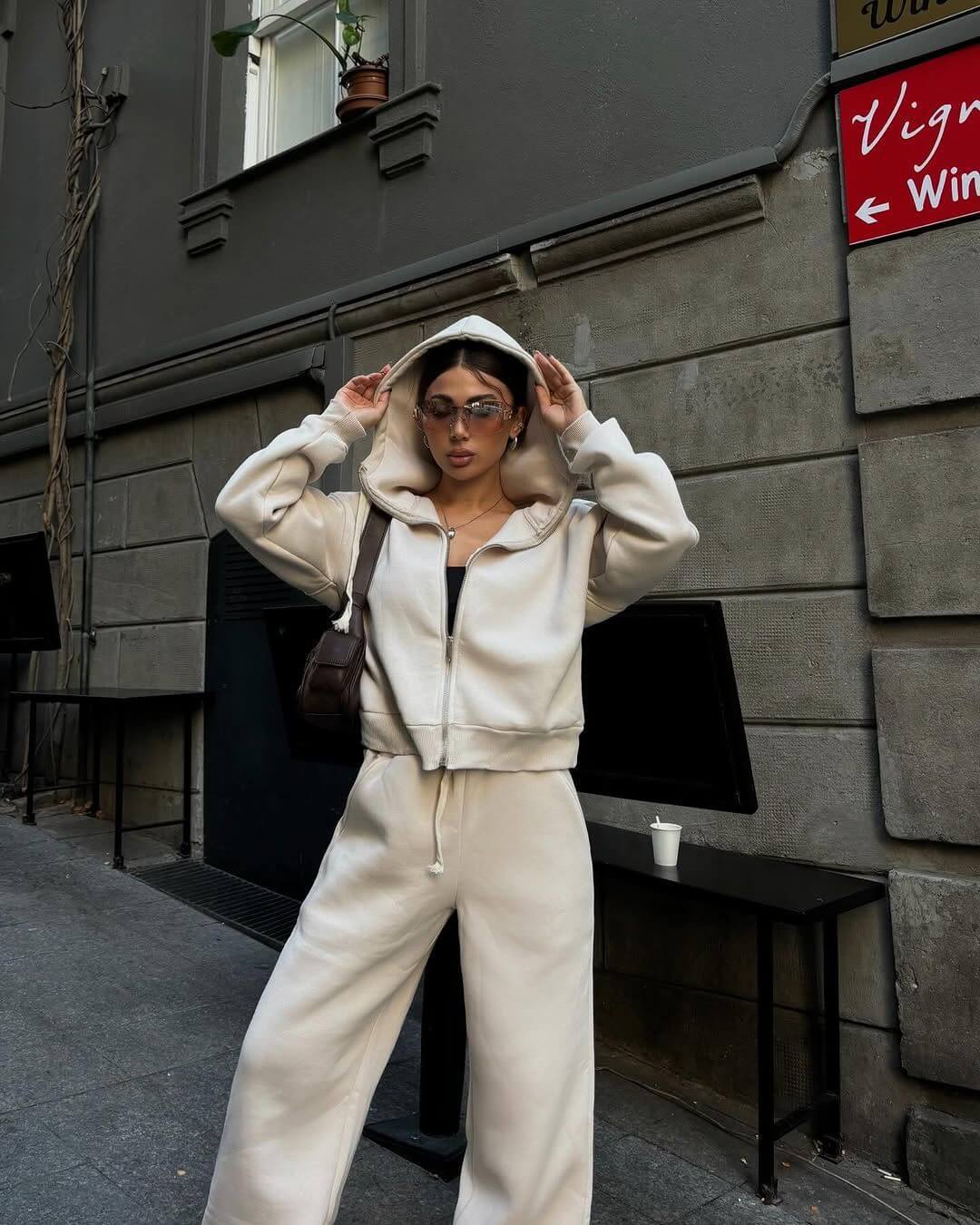 Damen lässiger Relaxed-Streetwear Anzug Drune