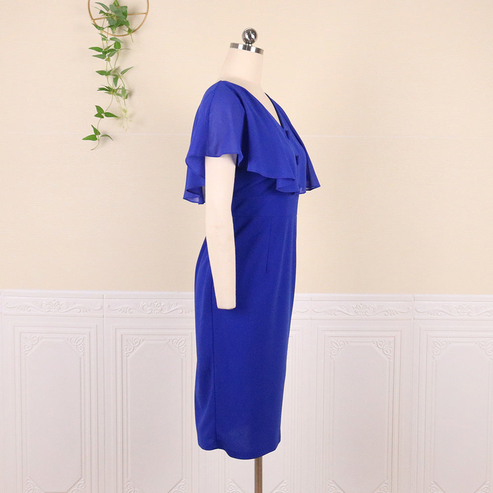 Damen Elegantes Kleid mit schwingenden Volantärmeln Drune