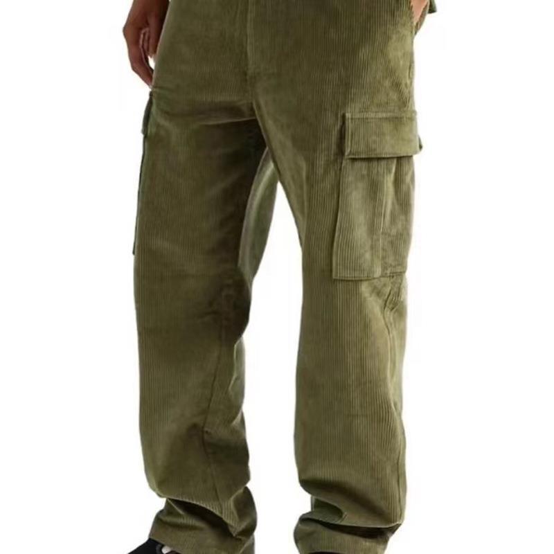 Herren nan Cord-Cargo-Jogginghose mit elastischem Bund, Kordelzug und aufgesetzten Klappentaschen Drune