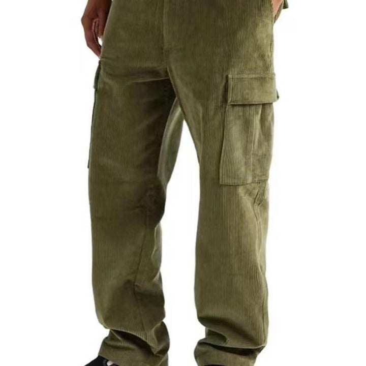 Herren nan Cord-Cargo-Jogginghose mit elastischem Bund, Kordelzug und aufgesetzten Klappentaschen Drune