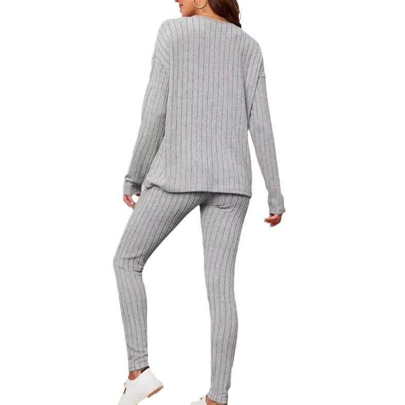 Damen Langärmliges Strickset mit Rippstruktur Drune
